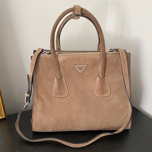 Prada suede beige/tan bag with shoulder straps - Picture 1 of 5